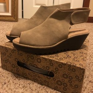 Avanti Taupe Faux Leather Wedges